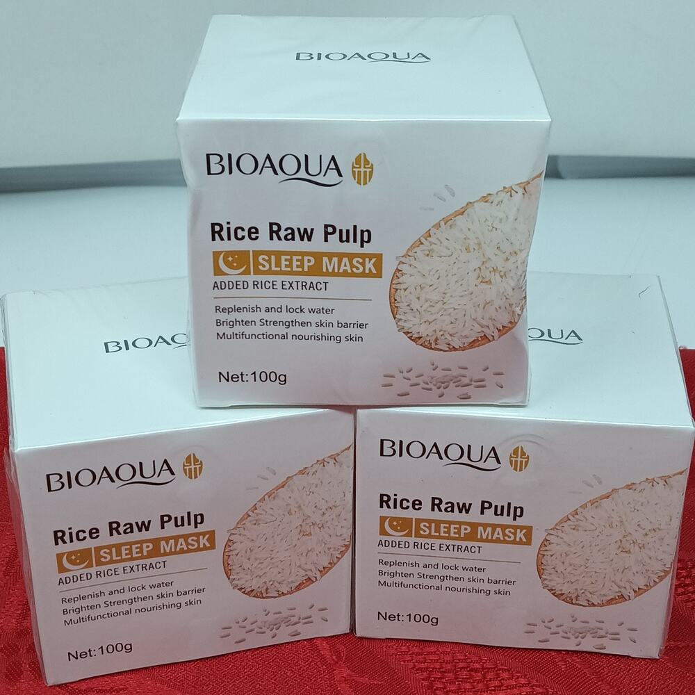 3X Bioaqua Rice Raw Pulp Sleep Mask Skin New